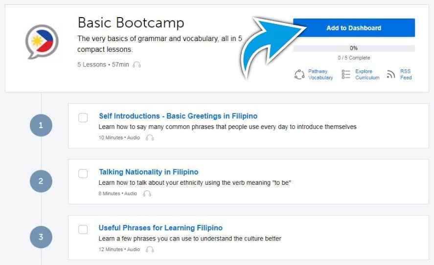 FilipinoPod101-Review-Example-Pathway-Basic-Bootcamp-Add-To-Dashboard